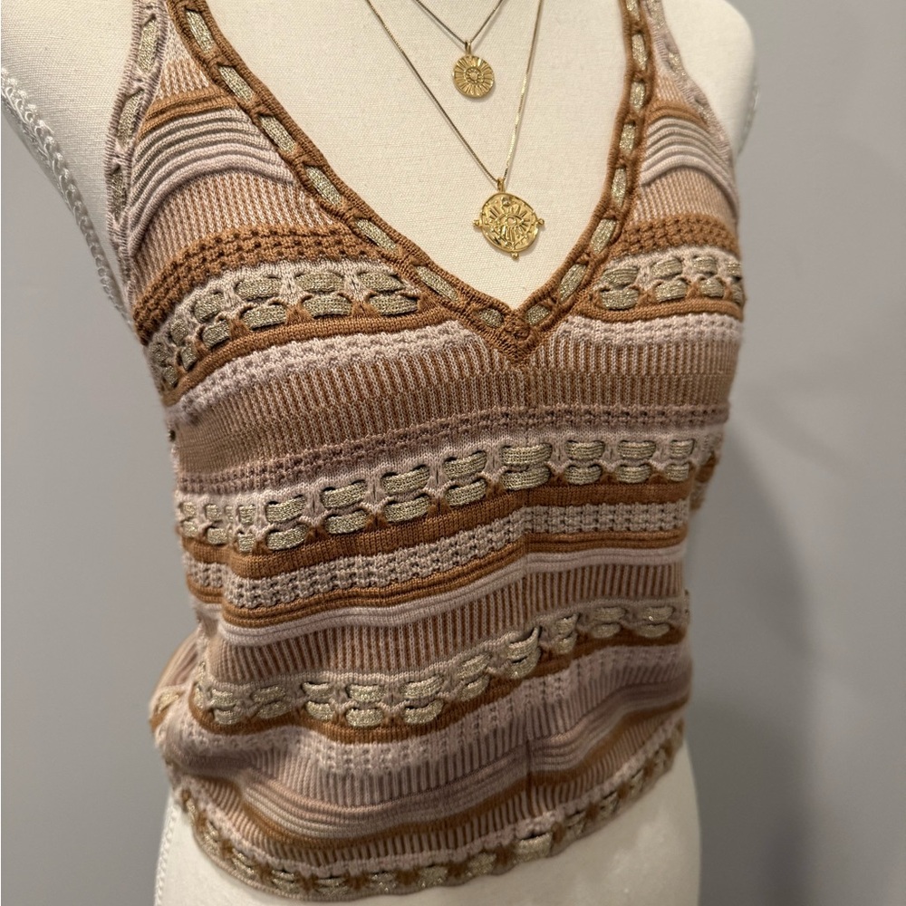 Metallic knit tank